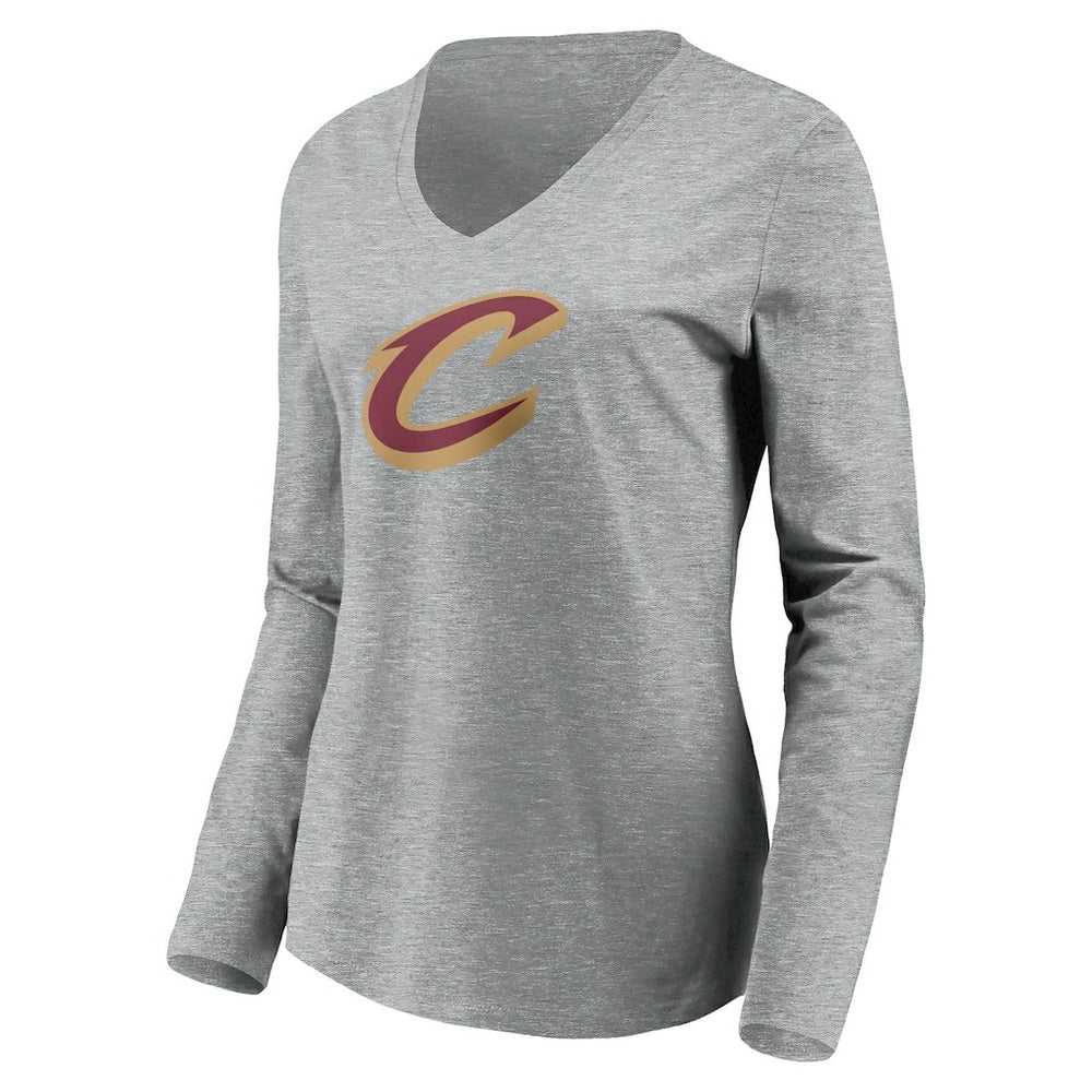 Cleveland Cavaliers Women's Primary Logo Team Long Sleeve V-Neck T-Shirt sale - Heathered Gray outlet