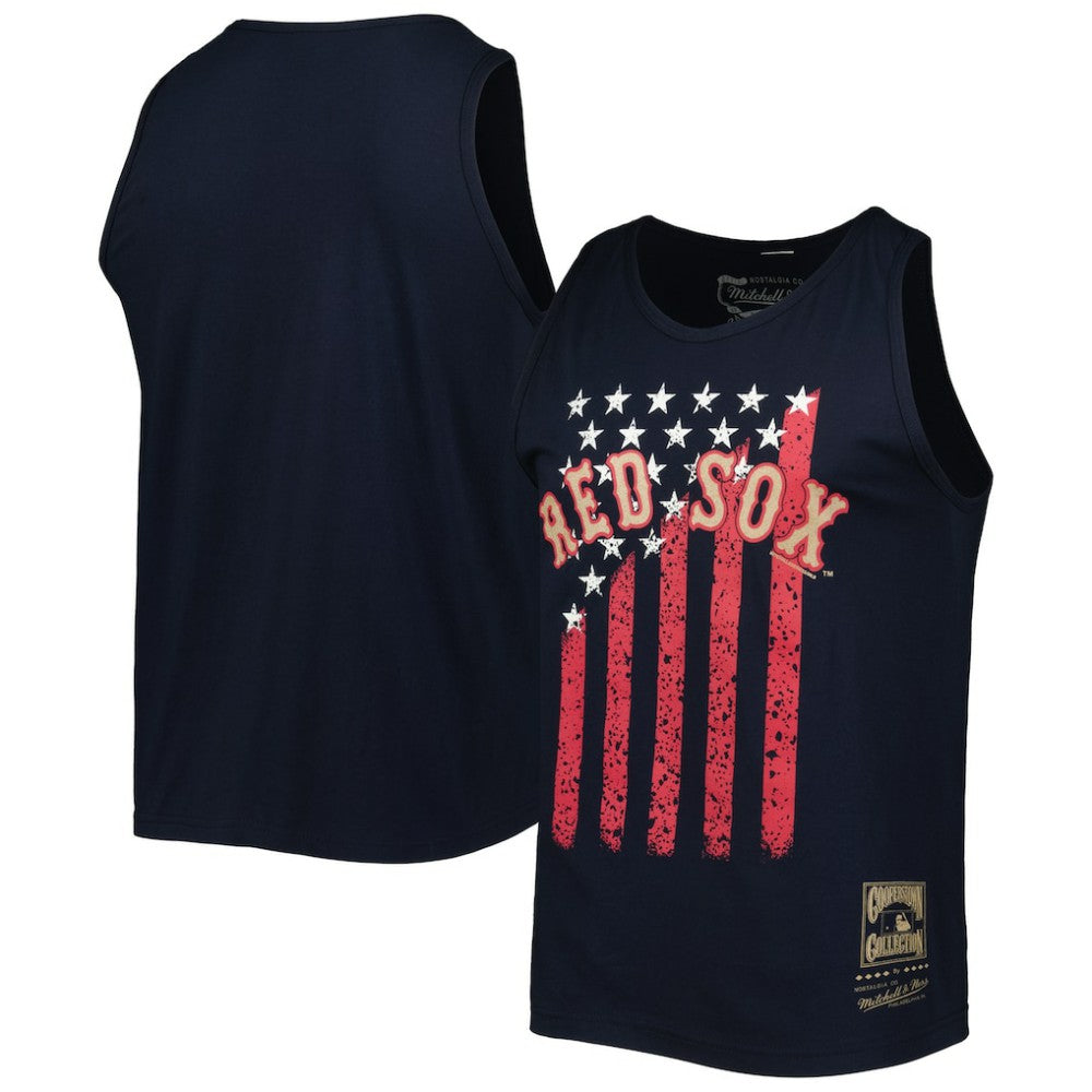 Boston Red Sox Cooperstown Collection Stars and Stripes Tank Top - Navy | Mitchell & Ness