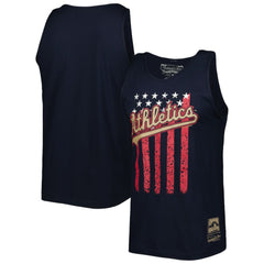 Athletics Cooperstown Collection Stars and Stripes Tank Top - Navy | Mitchell & Ness