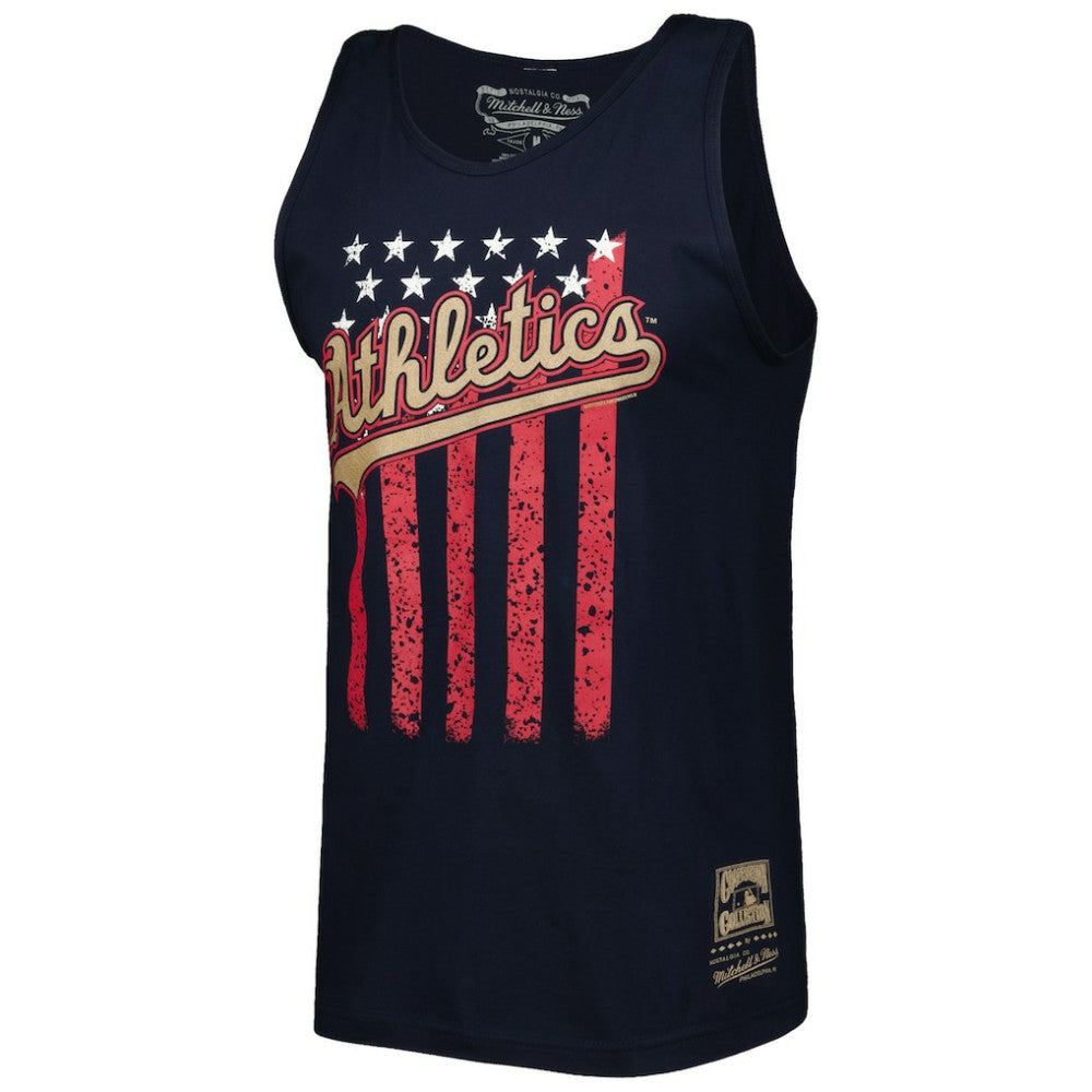 Athletics Cooperstown Collection Stars and Stripes Tank Top - Navy | Mitchell & Ness