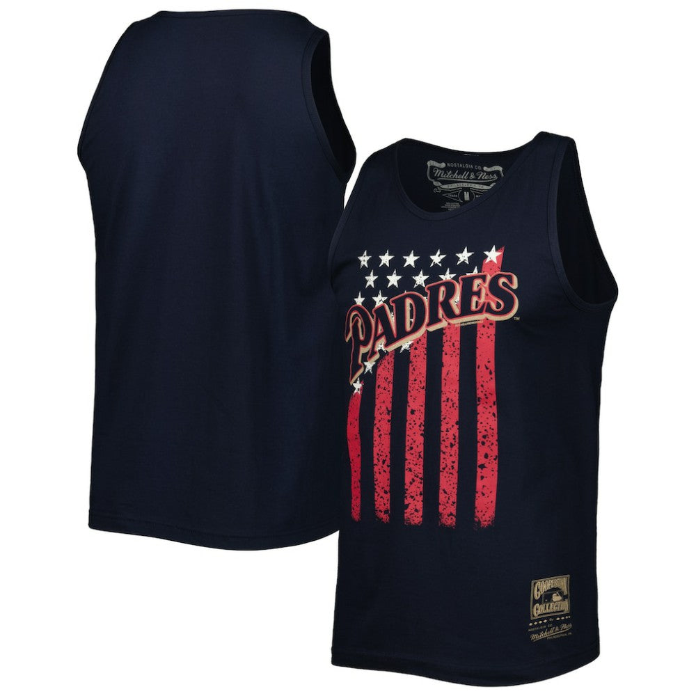 San Diego Padres Cooperstown Collection Stars and Stripes Tank Top - Navy | Mitchell & Ness