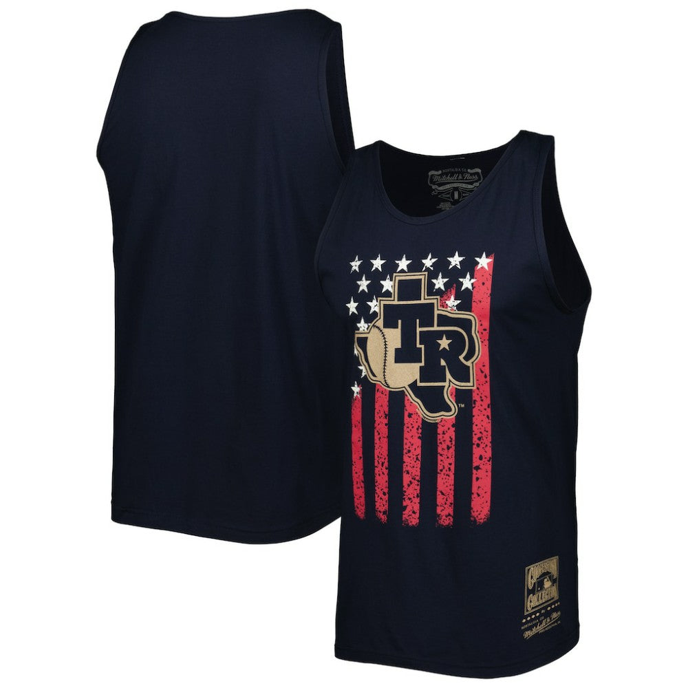 Texas Rangers Cooperstown Collection Stars and Stripes Tank Top - Navy | Mitchell & Ness
