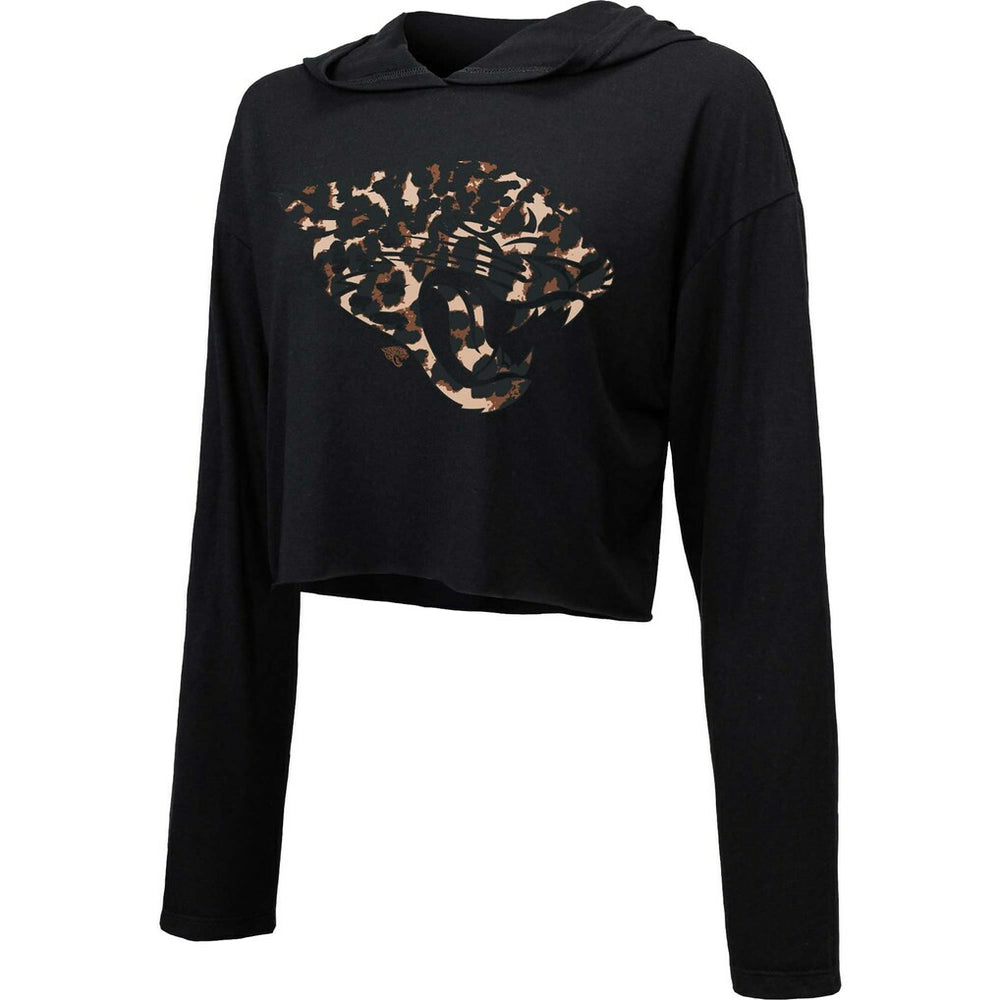 NFL Jacksonville Jaguars Majestic Threads Women's Leopard Cropped Pullover Hoodie