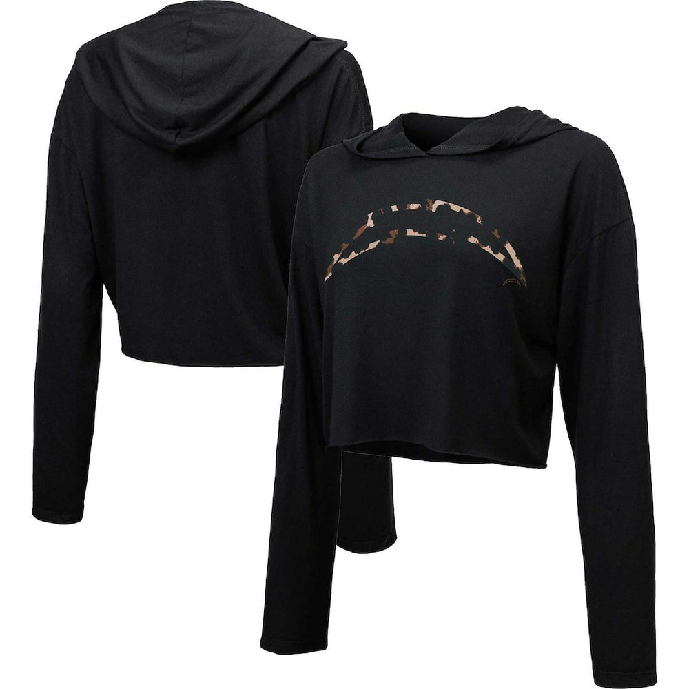 NFL Los Angeles Chargers Majestic Threads Women's Leopard Cropped Pullover Hoodie