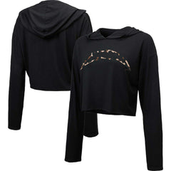 NFL Los Angeles Chargers Majestic Threads Women's Leopard Cropped Pullover Hoodie