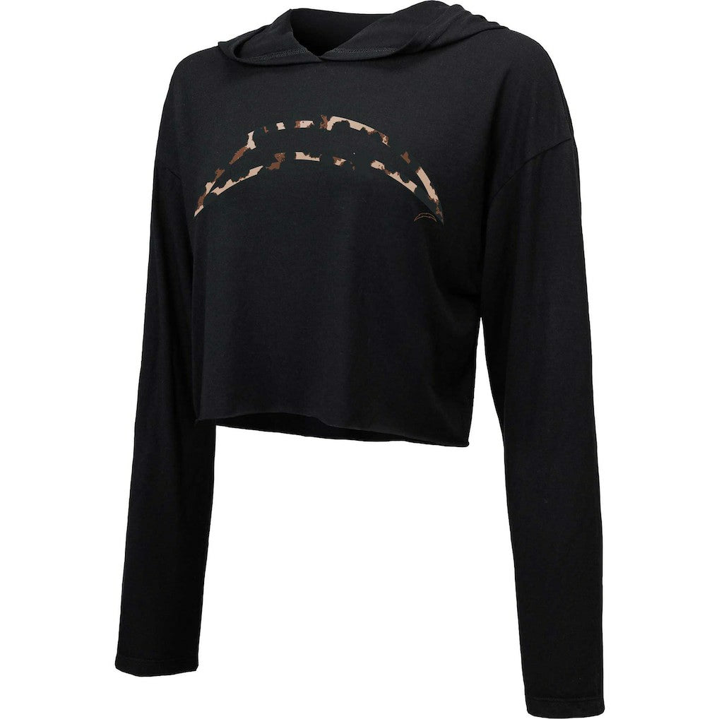NFL Los Angeles Chargers Majestic Threads Women's Leopard Cropped Pullover Hoodie