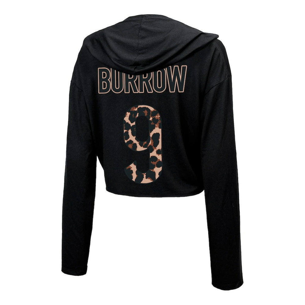 NFL Cincinnati Bengals Joe Burrow  Majestic Threads Women's Leopard Player Name & Number Long Sleeve Cropped Hoodie