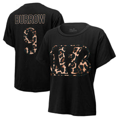 NFL Cincinnati Bengals Joe Burrow  Majestic Threads Women's Leopard Player Name & Number T-Shirt
