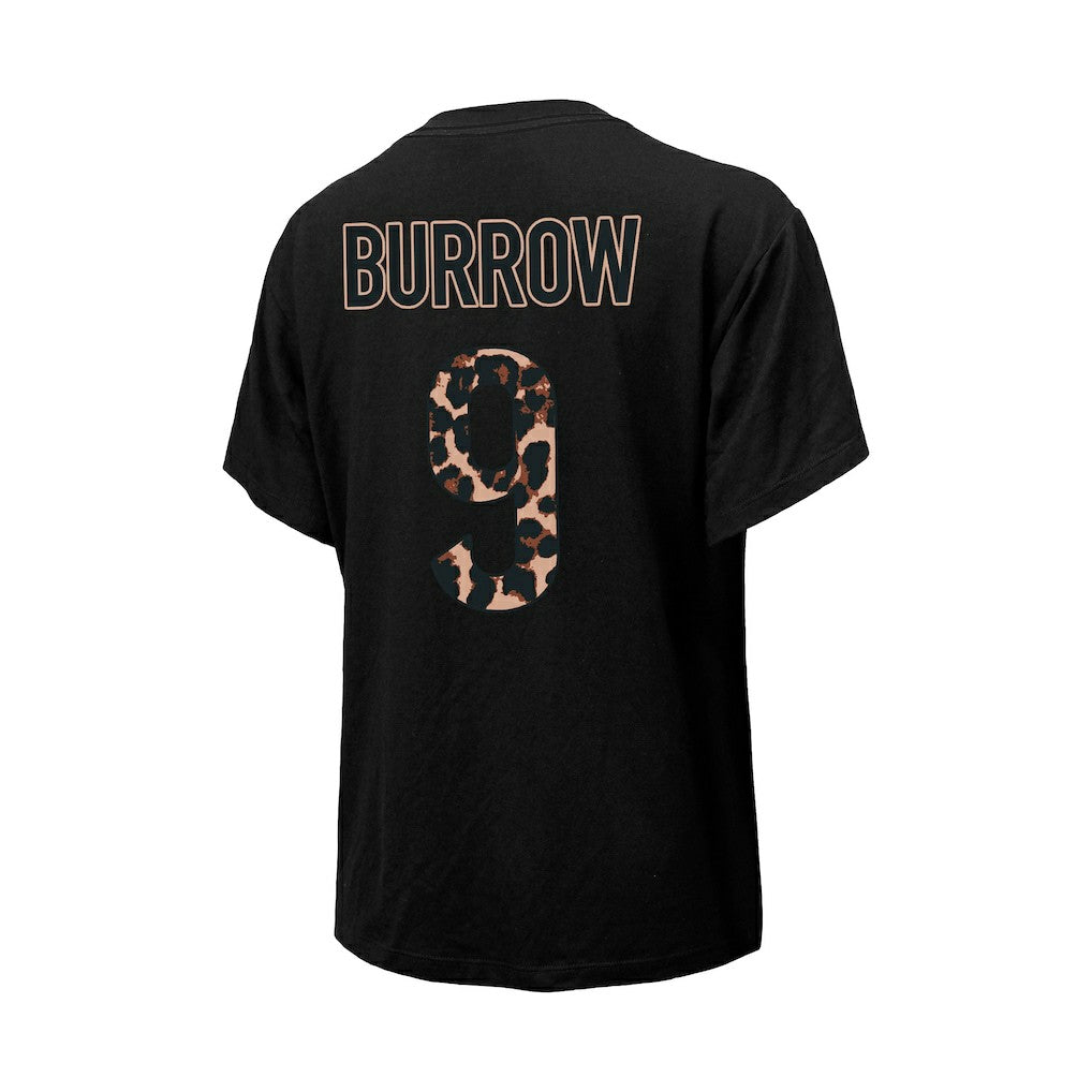 NFL Cincinnati Bengals Joe Burrow  Majestic Threads Women's Leopard Player Name & Number T-Shirt