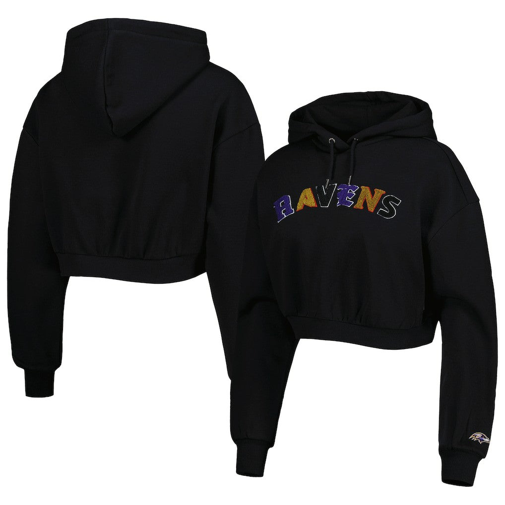 NFL Baltimore Ravens The Wild Collective Women's Cropped Pullover Hoodie