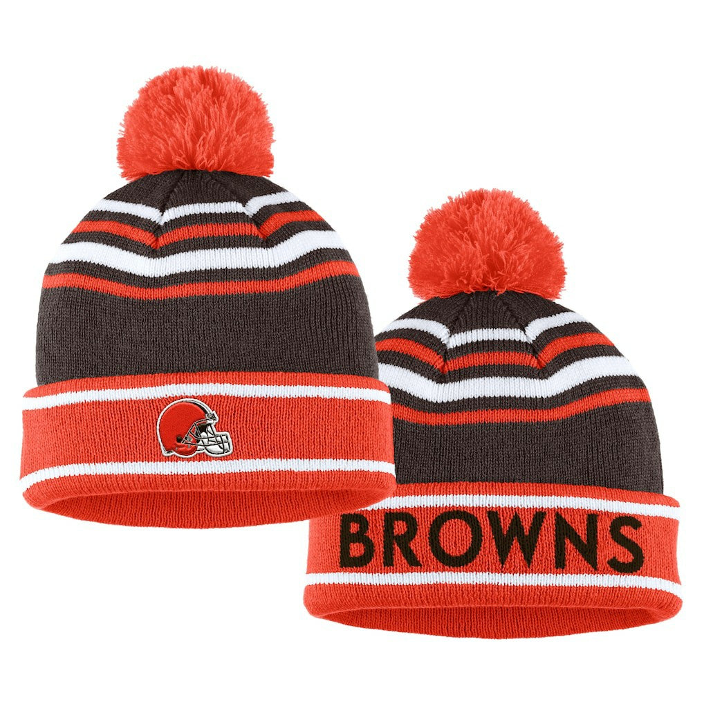 NFL Cleveland Browns WEAR by Erin Andrews Women's Colorblock Cuffed Knit Hat with Pom and Scarf Set