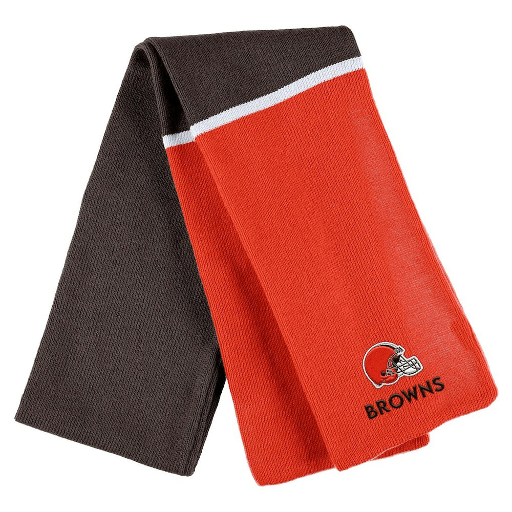NFL Cleveland Browns WEAR by Erin Andrews Women's Colorblock Cuffed Knit Hat with Pom and Scarf Set