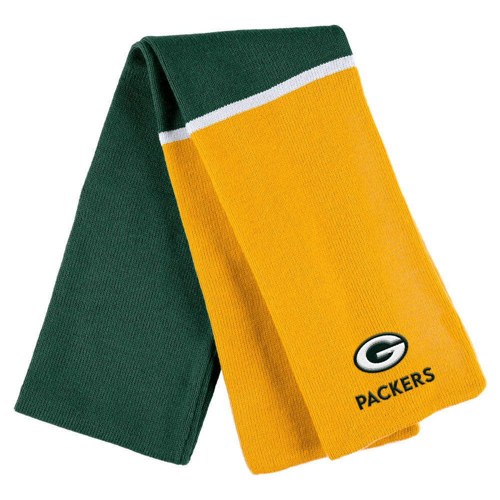 NFL Green Bay Packers WEAR by Erin Andrews Women's Colorblock Cuffed Knit Hat with Pom and Scarf Set