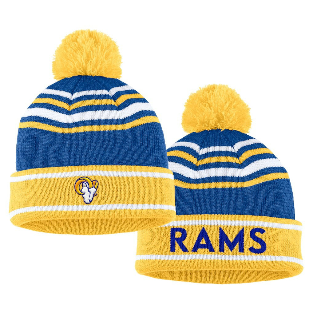 NFL Los Angeles Rams WEAR by Erin Andrews Women's Colorblock Cuffed Knit Hat with Pom and Scarf Set