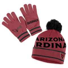NFL Arizona Cardinals WEAR by Erin Andrews Women's Double Jacquard Cuffed Knit Hat with Pom and Gloves Set