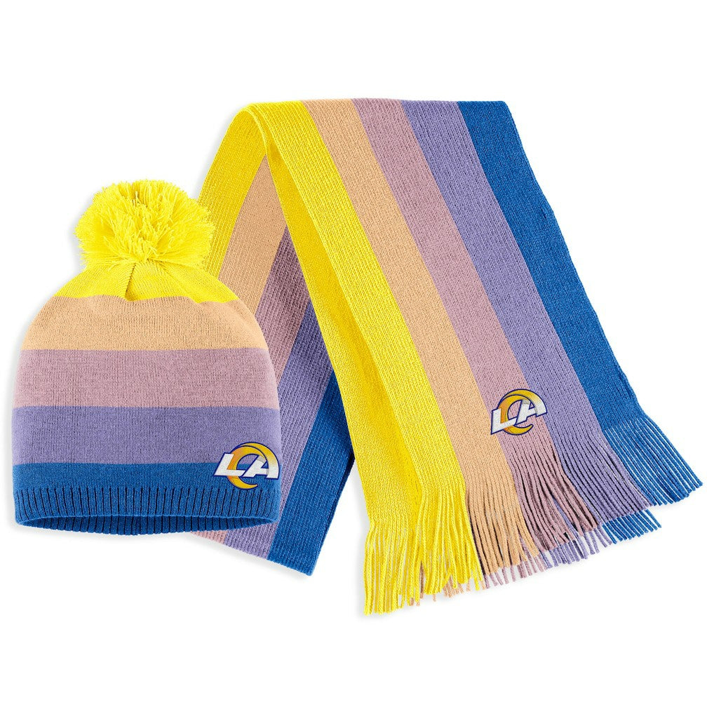 NFL Los Angeles Rams WEAR by Erin Andrews Women's Ombre Pom Knit Hat and Scarf Set