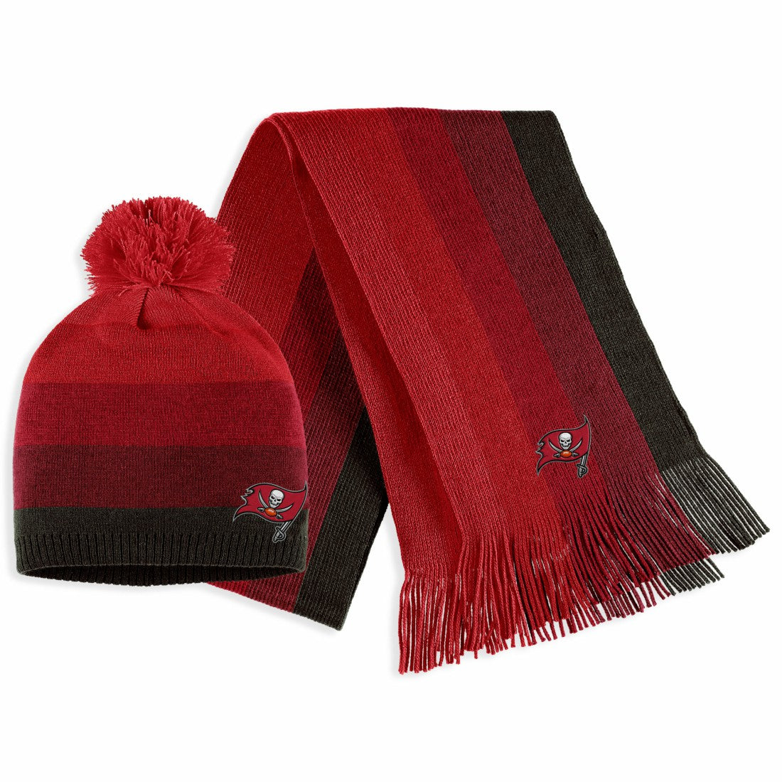 NFL Tampa Bay Buccaneers WEAR by Erin Andrews Women's Ombre Pom Knit Hat and Scarf Set