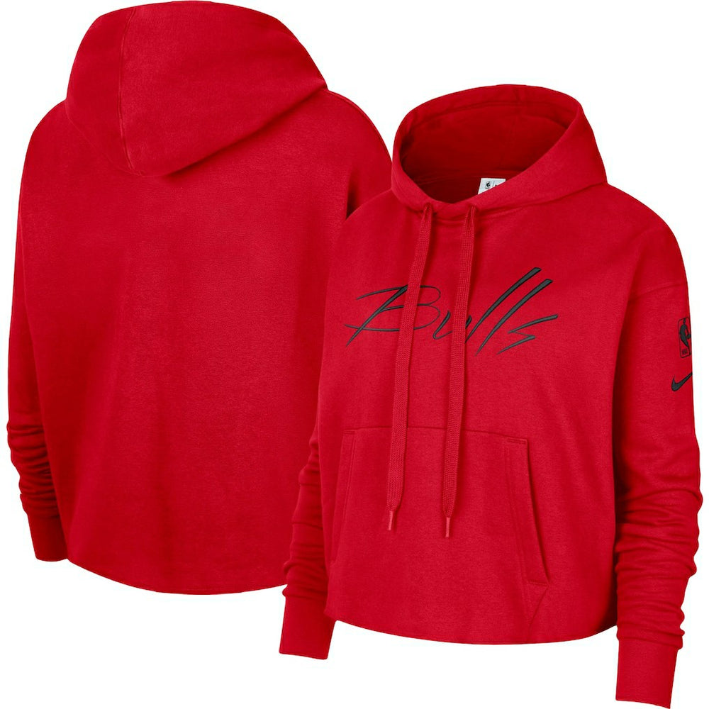Chicago Bulls Women's Split Flip Courtside Cropped Pullover Hoodie - Red | Nike sale