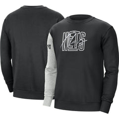 Brooklyn Nets Courtside Versus Force & Flight Pullover Sweatshirt - Black/Heather Gray | Nike sale