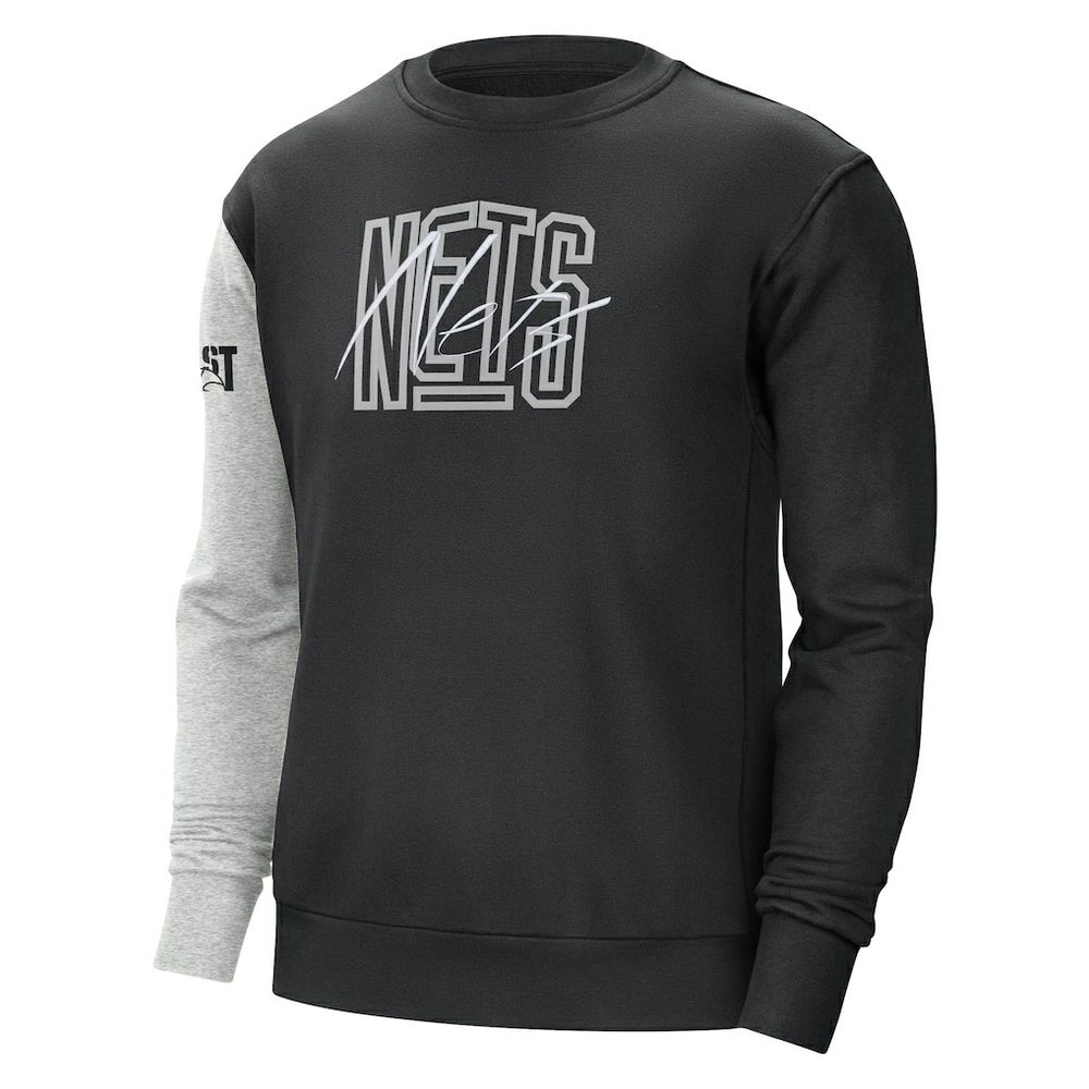 Brooklyn Nets Courtside Versus Force & Flight Pullover Sweatshirt - Black/Heather Gray | Nike sale