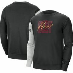 Miami Heat Courtside Versus Force & Flight Pullover Sweatshirt - Black/Heather Gray | Nike outlet