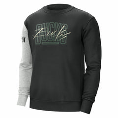 Milwaukee Bucks Courtside Versus Force & Flight Pullover Sweatshirt - Black/Heather Gray | Nike cheap