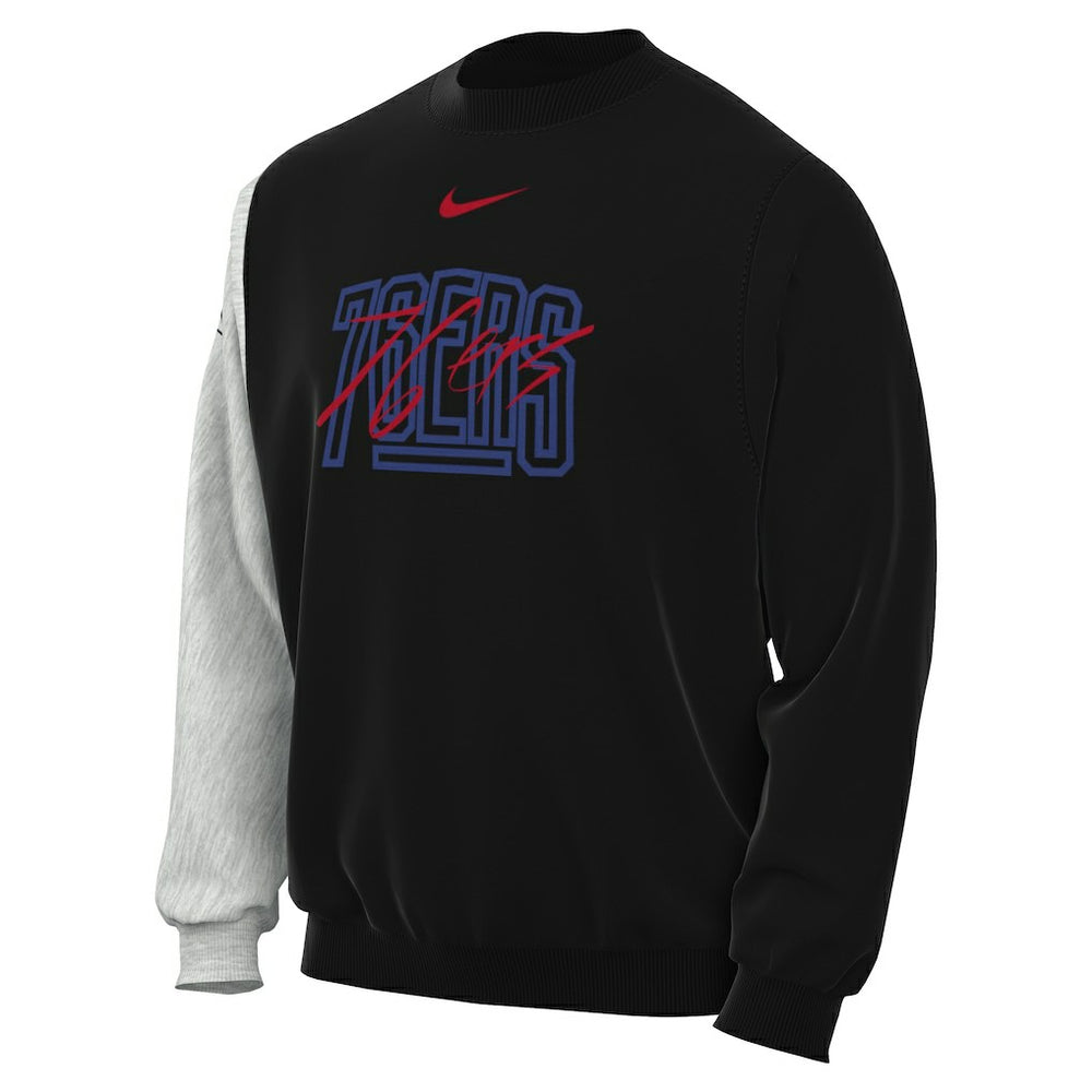 Philadelphia 76ers Courtside Versus Force & Flight Pullover Sweatshirt - Black/Heather Gray | Nike for sale