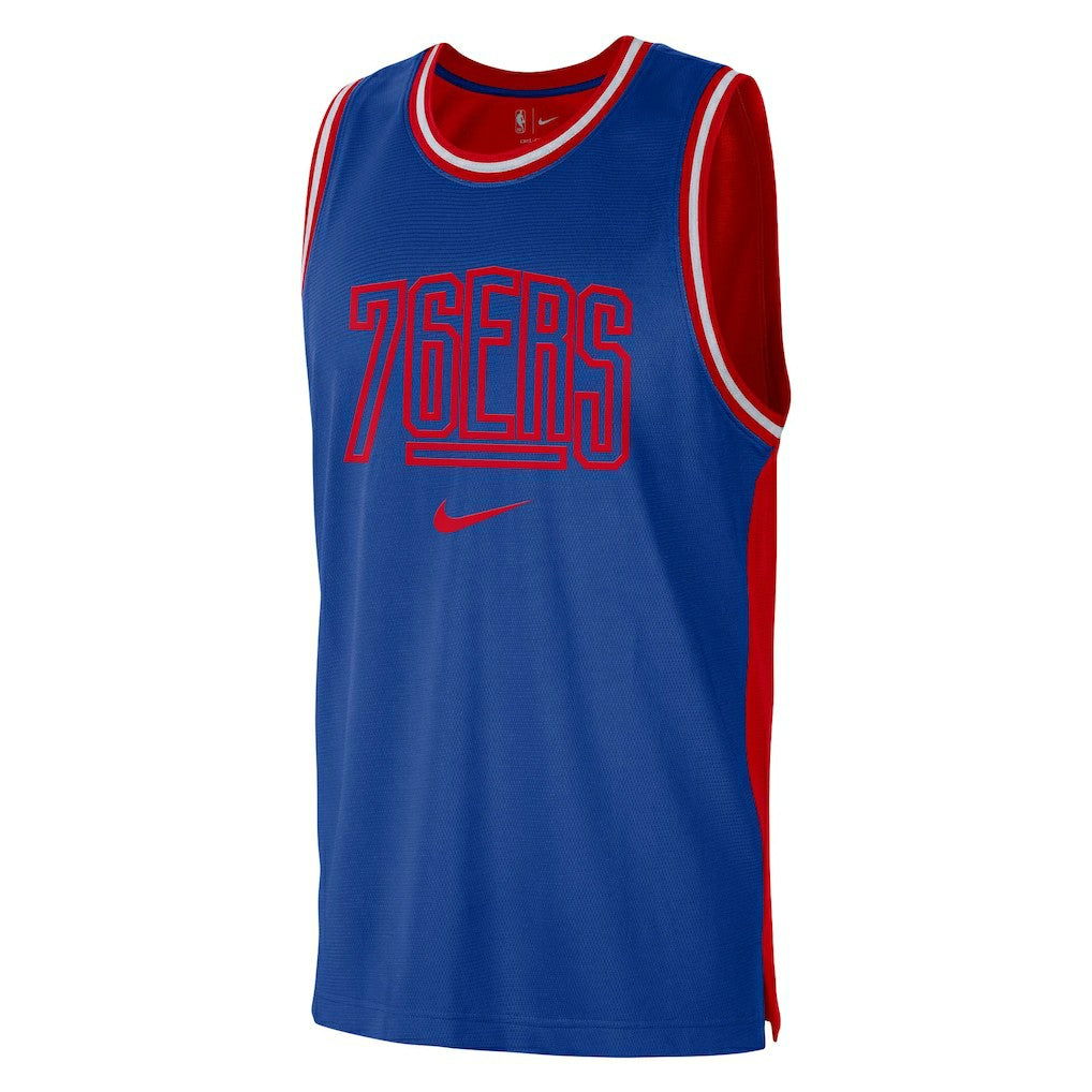 Philadelphia 76ers Courtside Versus Force Split DNA Performance Mesh Tank Top sale - Royal/Red | Nike online