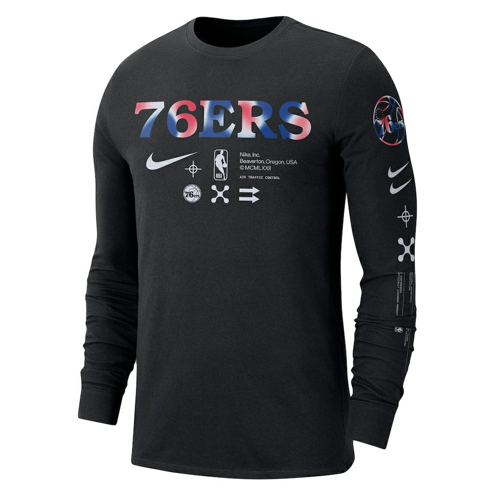 Philadelphia 76ers Essential Air Traffic Control Long Sleeve T-Shirt - Black | Nike outlet
