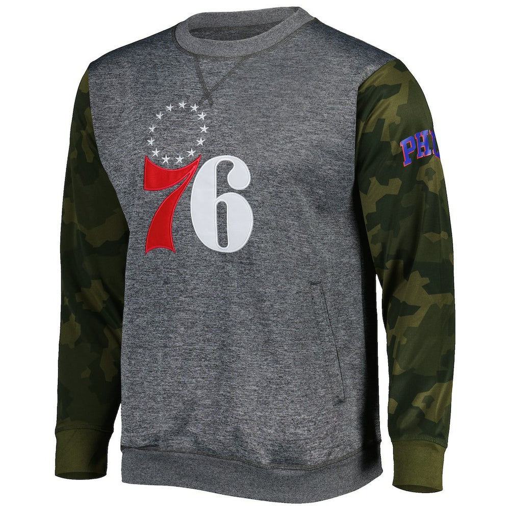Philadelphia 76ers Camo Stitched Sweatshirt - Heather Charcoal | Fanatics sale
