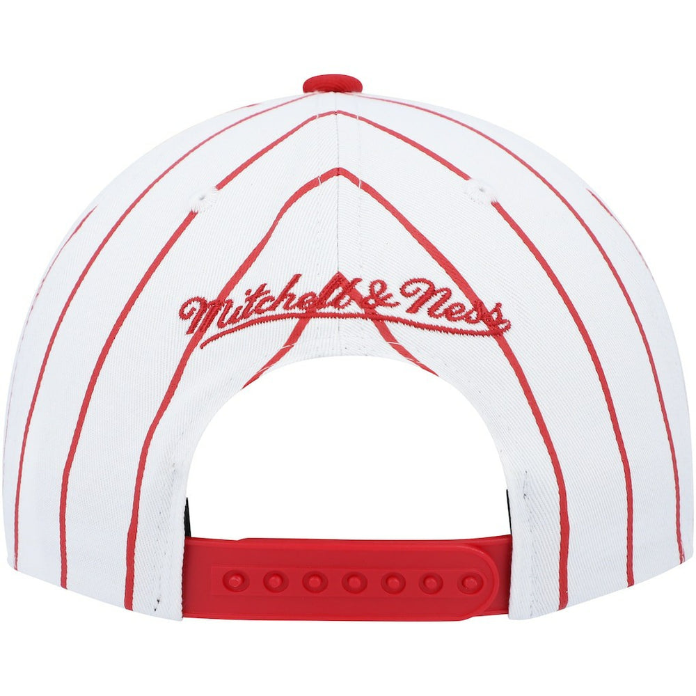 Philadelphia 76ers Hardwood Classics Pinstripe Snapback Hat - White | Mitchell & Ness for sale