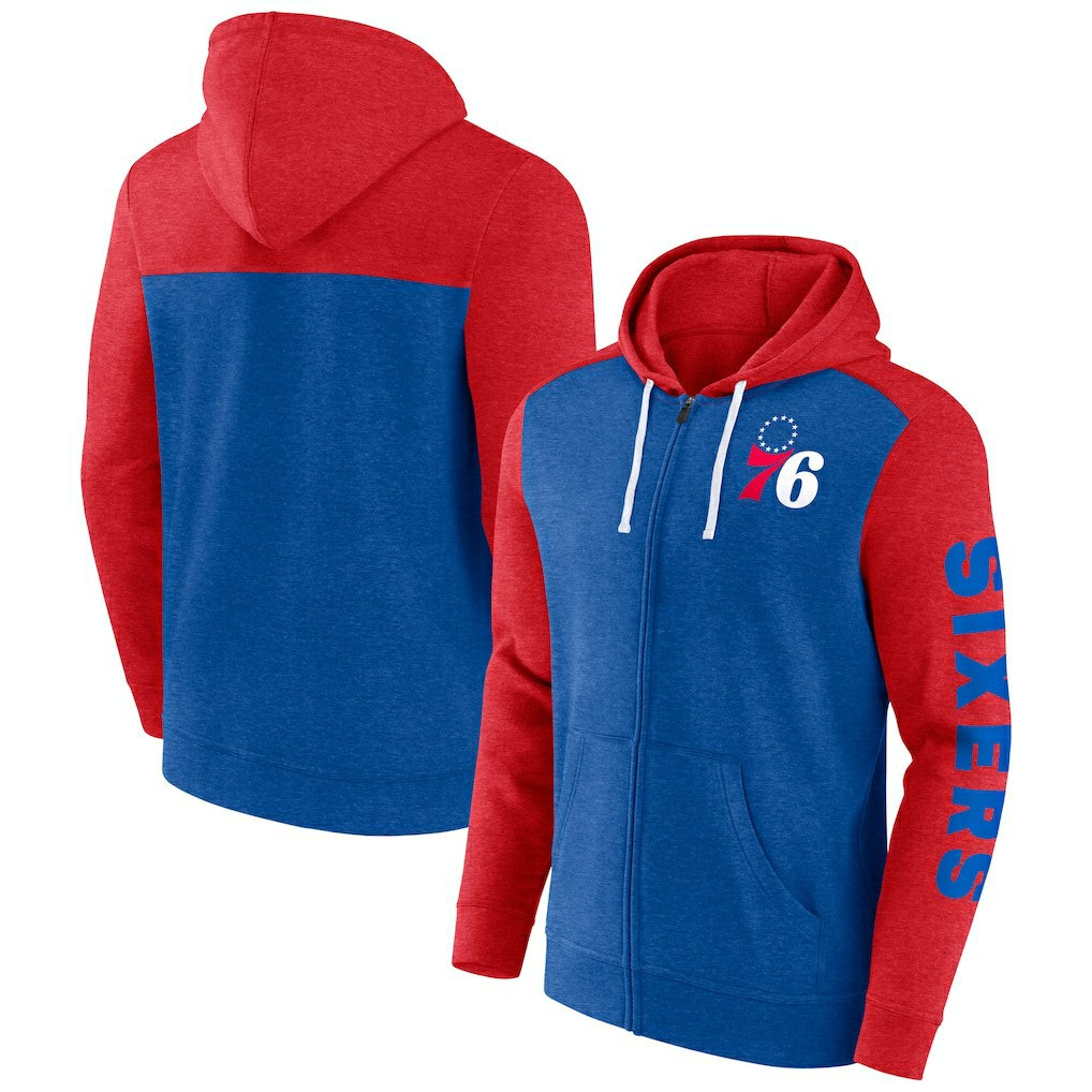 Philadelphia 76ers Big & Tall Down and Distance Full-Zip Hoodie - Royal/Red | Fanatics outlet