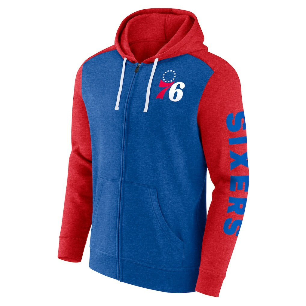 Philadelphia 76ers Big & Tall Down and Distance Full-Zip Hoodie - Royal/Red | Fanatics outlet