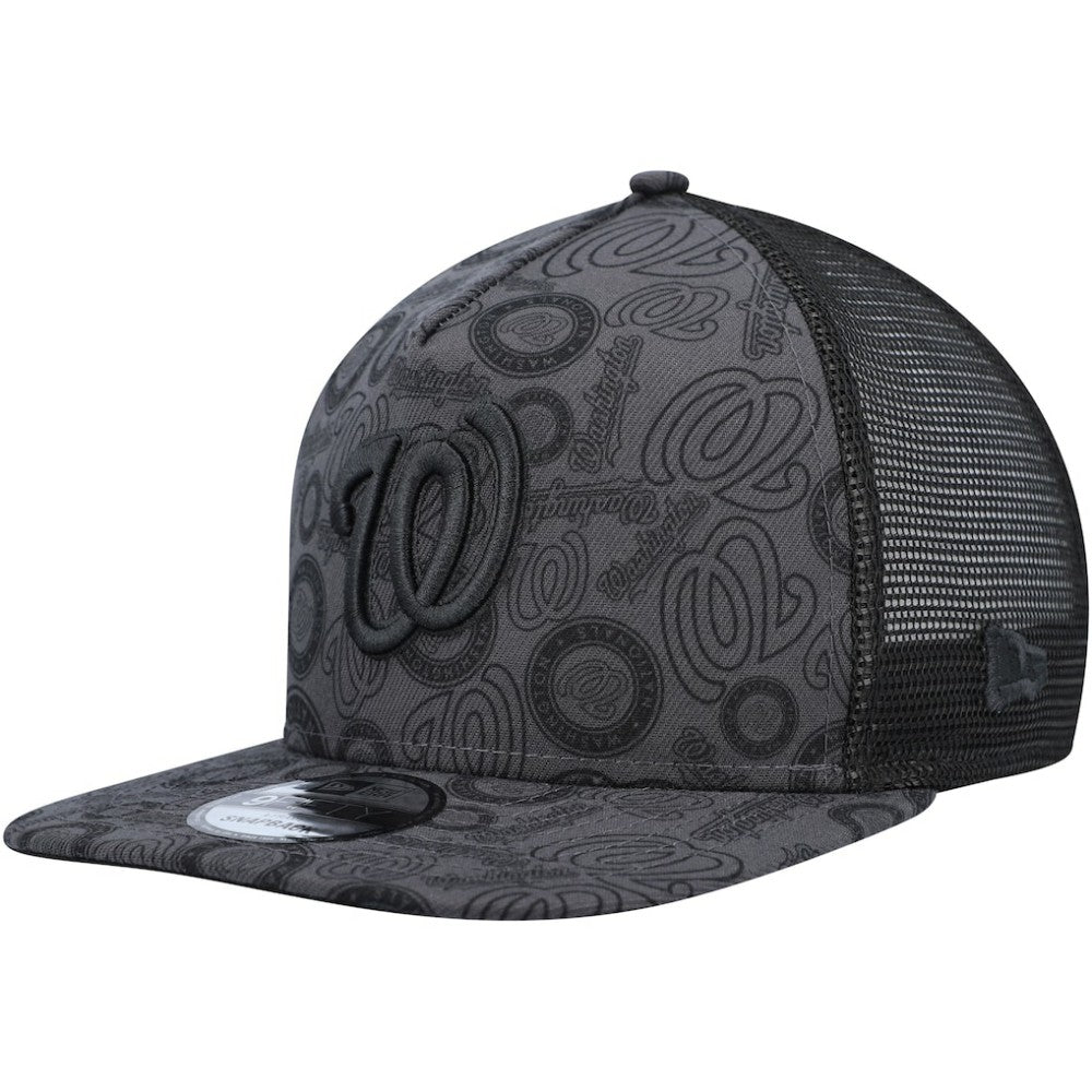 Washington Nationals Repeat A-Frame 9FIFTY Trucker Snapback Hat - Black | New Era