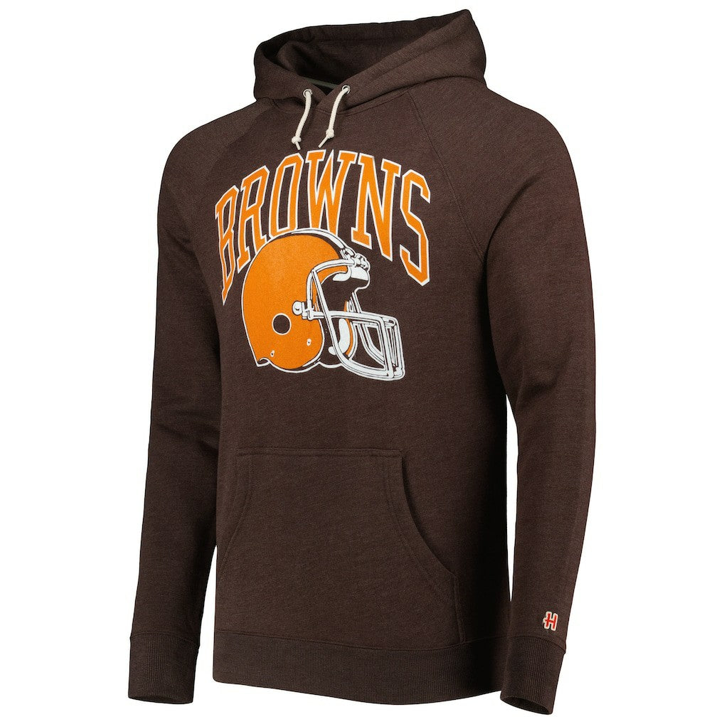 NFL Cleveland Browns Homage Retro Helmet Tri-Blend Raglan Pullover Hoodie