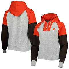 NFL Cleveland Browns Antigua Women's Lightweight Jackpot Raglan Half-Zip Pullover Hoodie