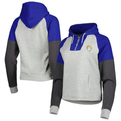 NFL Los Angeles Rams Antigua Women's Lightweight Jackpot Raglan Half-Zip Pullover Hoodie