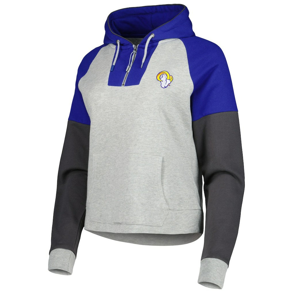 NFL Los Angeles Rams Antigua Women's Lightweight Jackpot Raglan Half-Zip Pullover Hoodie