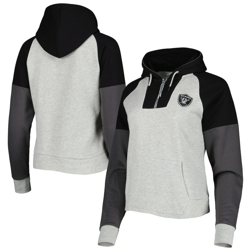 NFL Las Vegas Raiders Antigua Women's Lightweight Jackpot Raglan Half-Zip Pullover Hoodie