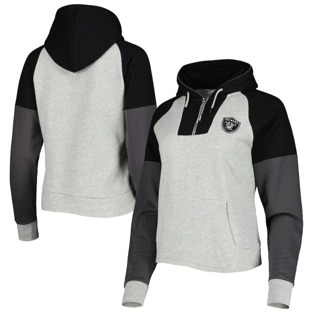NFL Las Vegas Raiders Antigua Women's Lightweight Jackpot Raglan Half-Zip Pullover Hoodie