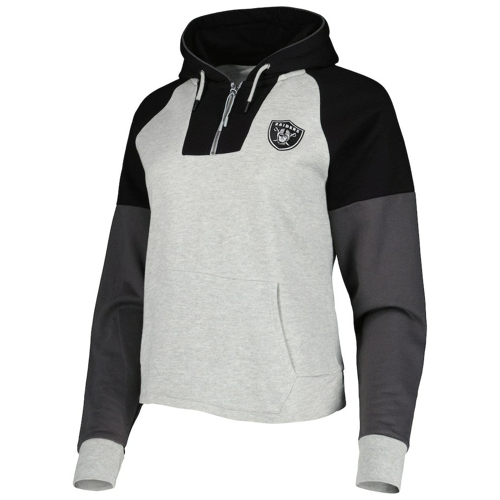 NFL Las Vegas Raiders Antigua Women's Lightweight Jackpot Raglan Half-Zip Pullover Hoodie