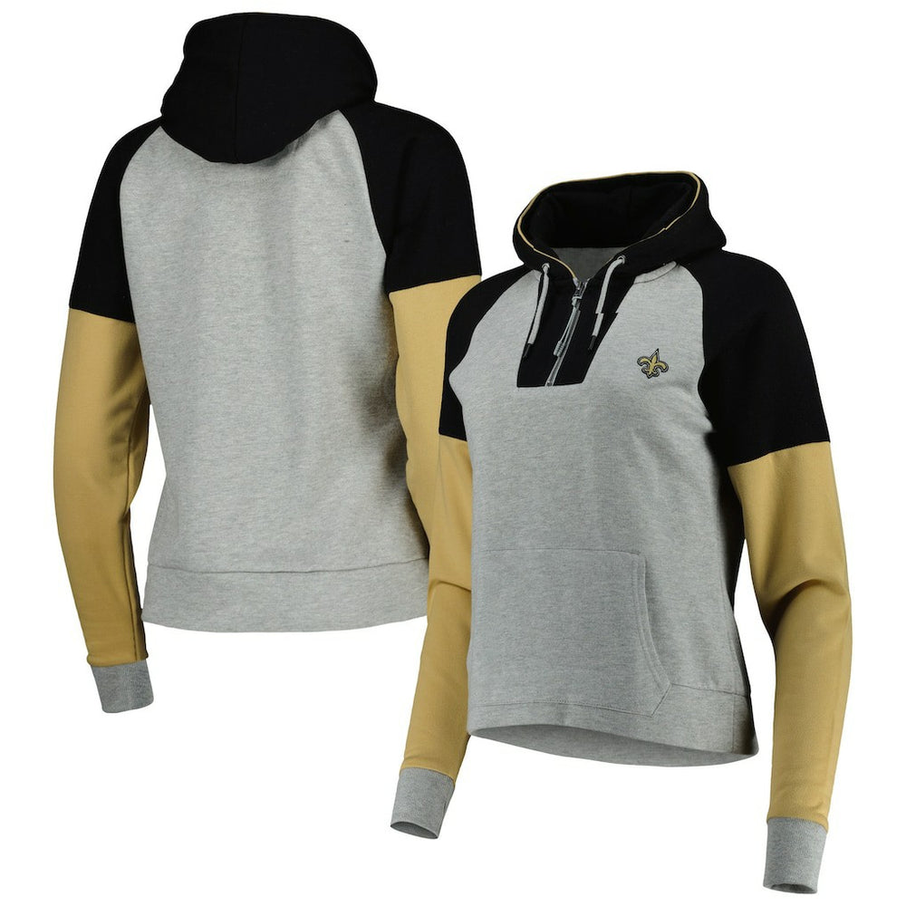 NFL New Orleans Saints Antigua Women's Lightweight Jackpot Raglan Half-Zip Pullover Hoodie