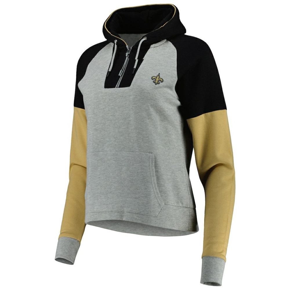 NFL New Orleans Saints Antigua Women's Lightweight Jackpot Raglan Half-Zip Pullover Hoodie