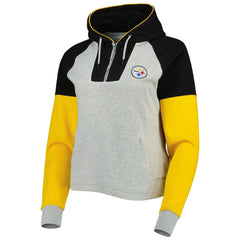 NFL Pittsburgh Steelers Antigua Women's Lightweight Jackpot Raglan Half-Zip Pullover Hoodie