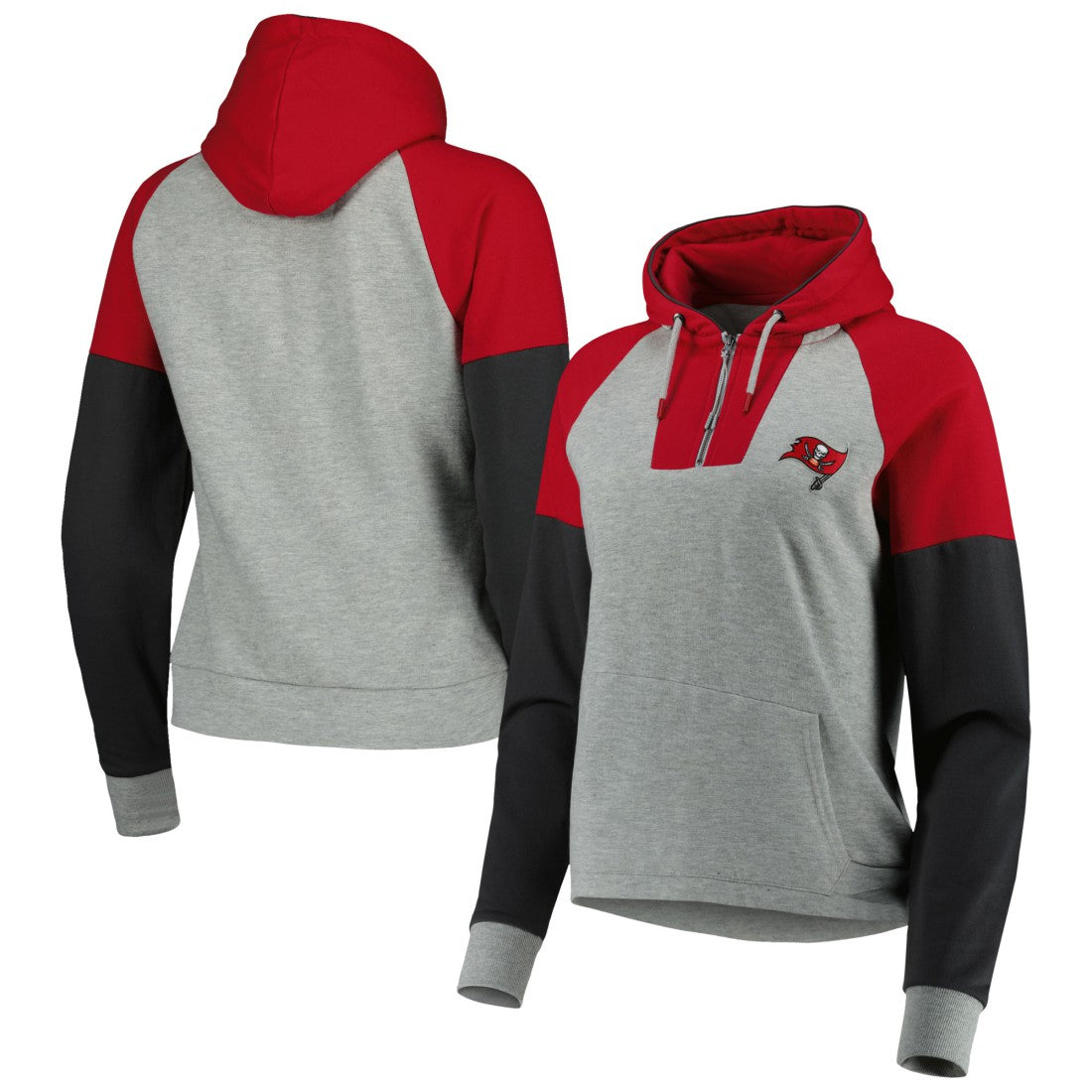 NFL Tampa Bay Buccaneers Antigua Women's Lightweight Jackpot Raglan Half-Zip Pullover Hoodie