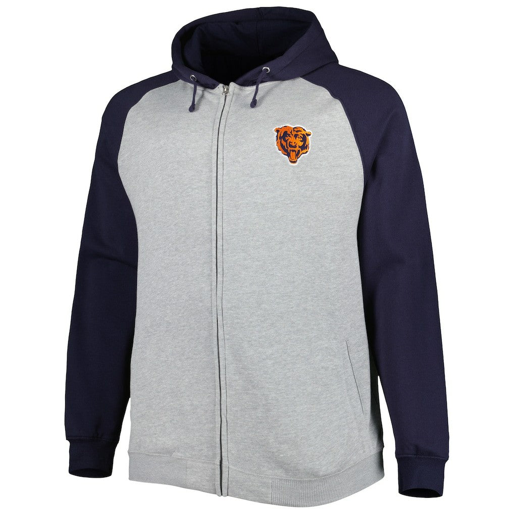 NFL Chicago Bears Big & Tall Fleece Raglan Full-Zip Hoodie Jacket