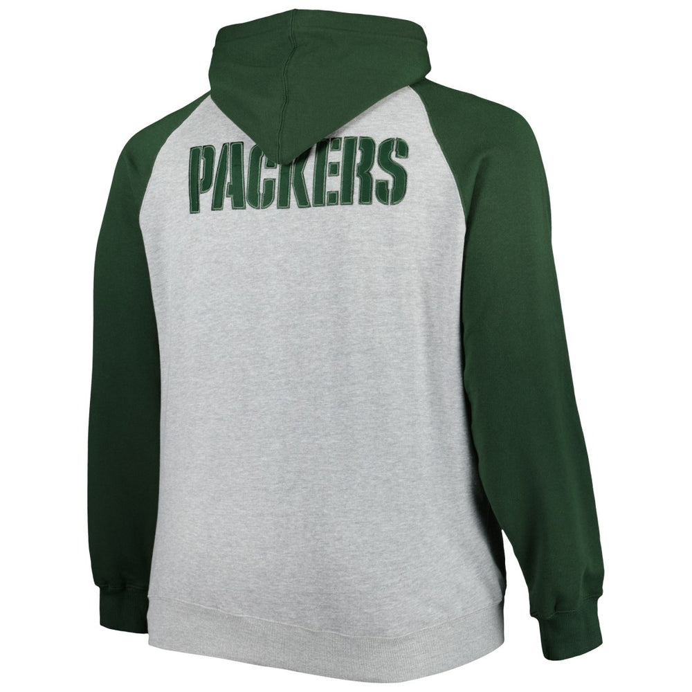 NFL Green Bay Packers Big & Tall Fleece Raglan Full-Zip Hoodie Jacket