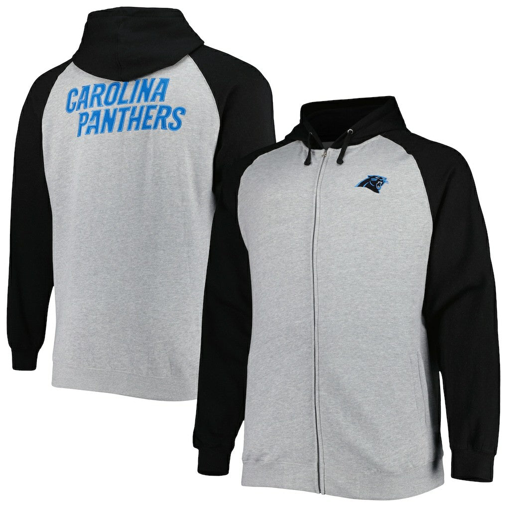 NFL Carolina Panthers Big & Tall Fleece Raglan Full-Zip Hoodie Jacket