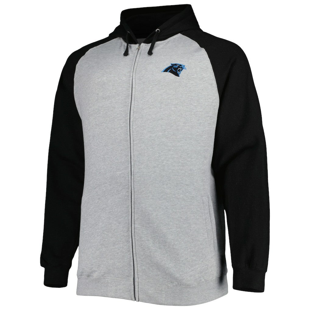 NFL Carolina Panthers Big & Tall Fleece Raglan Full-Zip Hoodie Jacket