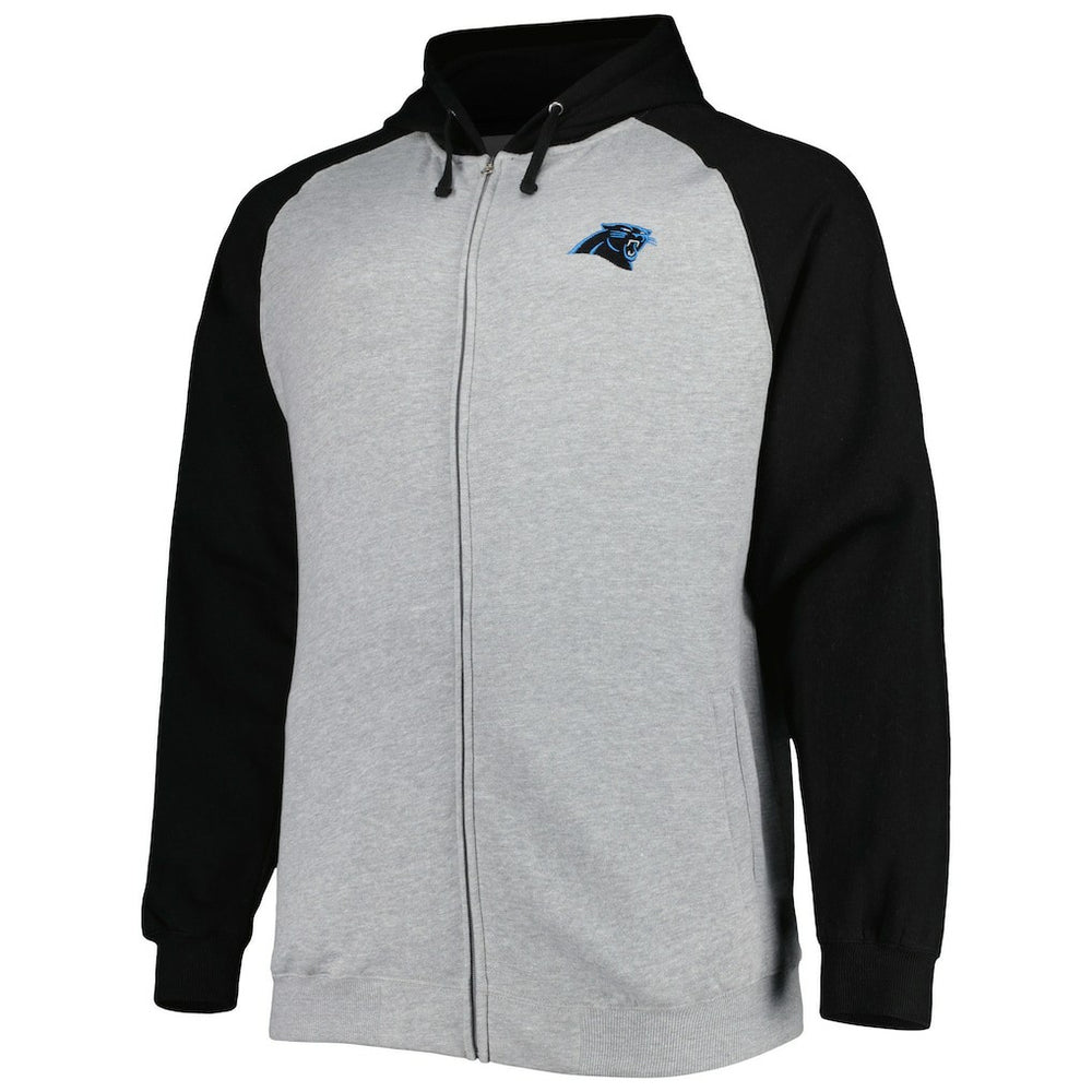 NFL Carolina Panthers Big & Tall Fleece Raglan Full-Zip Hoodie Jacket
